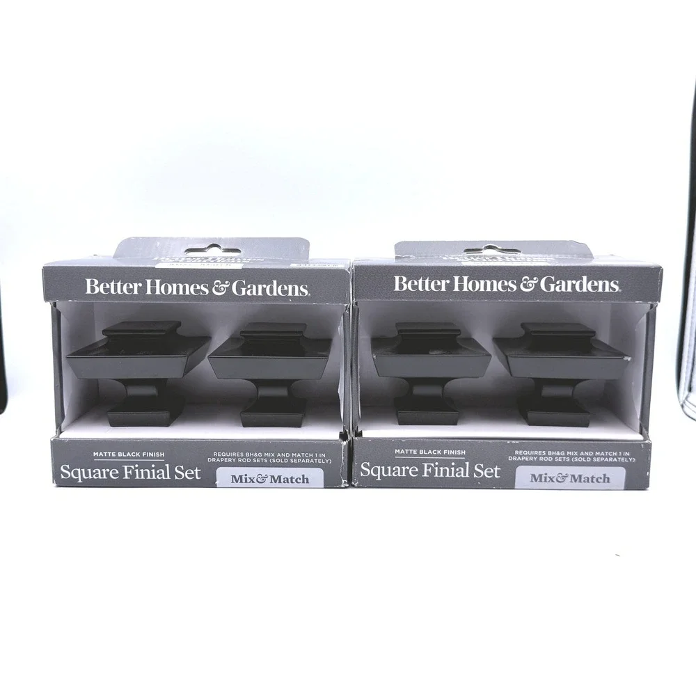 Better Homes & Gardens Square Finial Set 1in Matte Black 2 Packs 4 Total Finials